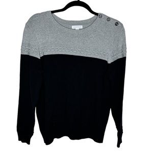 Pre-owned charter club, cableknit, gray and black long sleeved holiday sweater